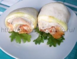 Миниатюра к статье Рулетики из кабачков с курицей в духовке