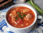 Миниатюра к статье Густой томатный суп с фаршем и пикантной яблочной зажаркой
